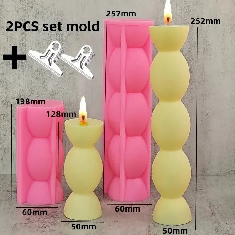 Wave cylindrical candle silicone mold with irregular geometric shape twisted stripes cylindrical candle mold resin gypsum mold