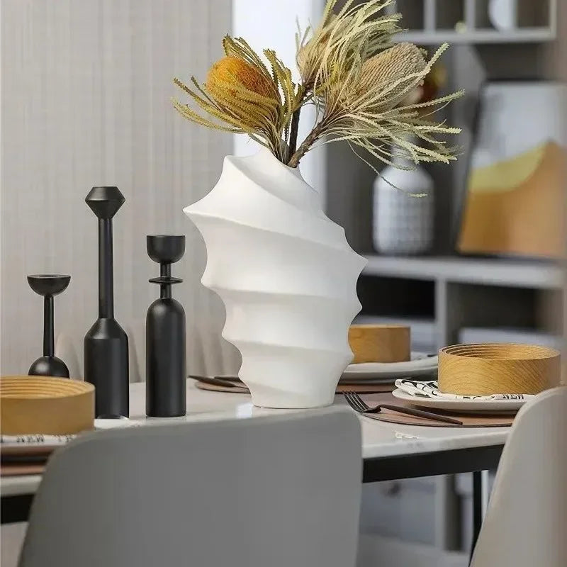 Black Wooden Candle Holder Quality Black Candle Seat Nordic ins style art decoration hotel model room soft decoration ZM806