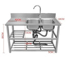 Household Vegetable Washing Basin with Bracket Commercial Stainless Steel Kitchen Sinks Kitchen Workbench Washing Single Sink