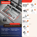 5.0MM Double Waterfall Sink Embossed Stainless Steel Kitchen Sink Large Single Slot Digital Display Wash Basin Dishwashing pond