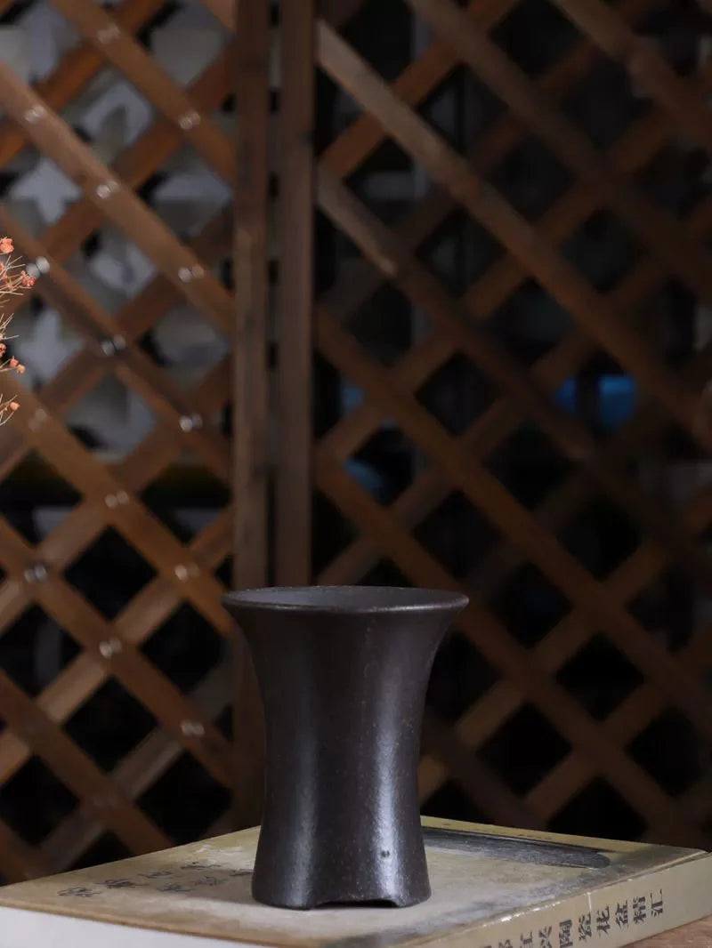 Ceramic Silver Waist Shape Bonsai Pot, Purple-sand Nature Color, Traditional Chinese Room, Garden, Home Table Decoration