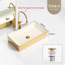 Luxury Gold Ceramic Tabletop Bathroom Sinks Home Hotel European Minimalist Household Washbasin Square Bathroom Wash Basins d