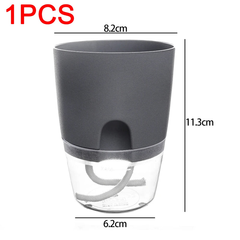 1/2pcs Self Watering Flower Pots Automatic Water-Absorbing Flowerpot Transparent Double Layer Plastic Planter Home Office Decor