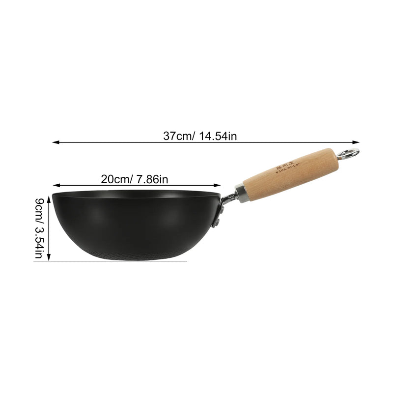 Flat Bottom Wok Pan Iron Everyday Traditional Small Cooking Gas Stove Frying Kitchen Cookware