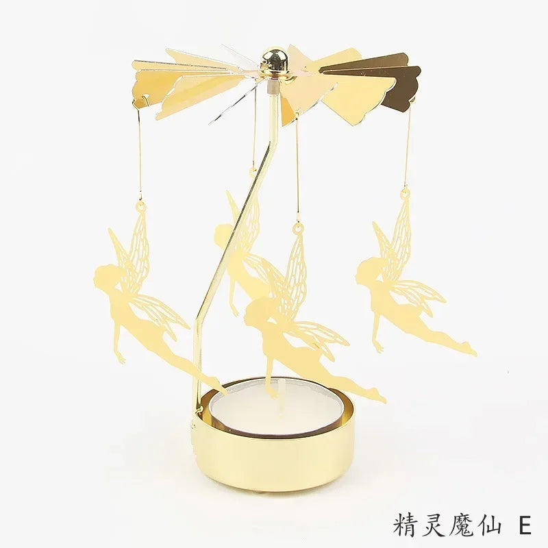 Multi-shape Rotating Candlesticks Snowflake Angel Romantic Tea Party Candle Holder Wedding Christmas Metal Home Decor