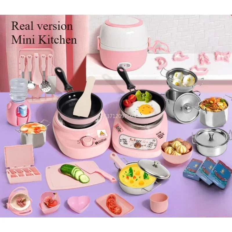 New Funny Kitchen Toys Girl  Can Cook  Mini Kitchen Items Real Cooked Family Toy Set Birthday Gift Girl Toys Kitchen Accessories