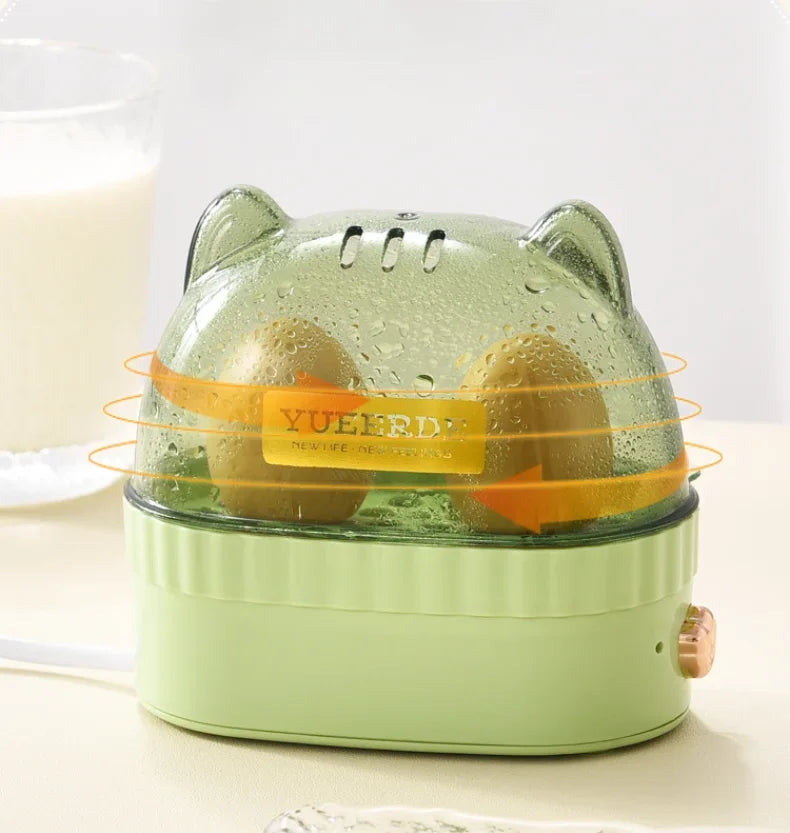 2 Eggs Food Steamer,Electric Egg Cooker, Mini Breakfast Machine, Portable Boiler, Poacher, Automatic Power Off, 120W, 220V