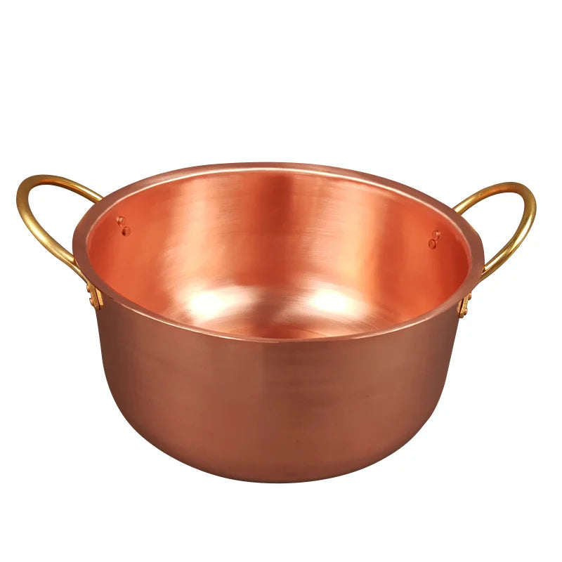 Handmade thickened pure copper soup rice stew pot saucepan big metal stewpan gas induction cooker pan
