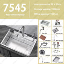 304 Stainless Steel Multifunctional Kitchen Sink Large Capacity Single Bowl Vegetable Workstation Wash/Cut/Drain in One Full Set