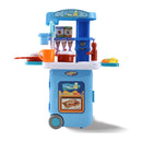 Integrates Storage Boxes and Tableware Kitchen Play Set Movable Kitchens Stove Fruit 3-IN-1 Portable Suitcase Cooking Kits Toys