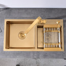 Gold Kitchen Sink Above Counter or Undermount double Bowl Goldn Basket Drainer Soap Dispenser Washing Basin 304 Stainless Steel