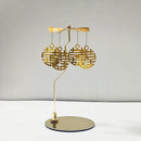 Stainless Steel Gold Round Disc Candlestick Christmas Gift Aromatherapy Running Horse Light Romantic Rotating Candle Holder