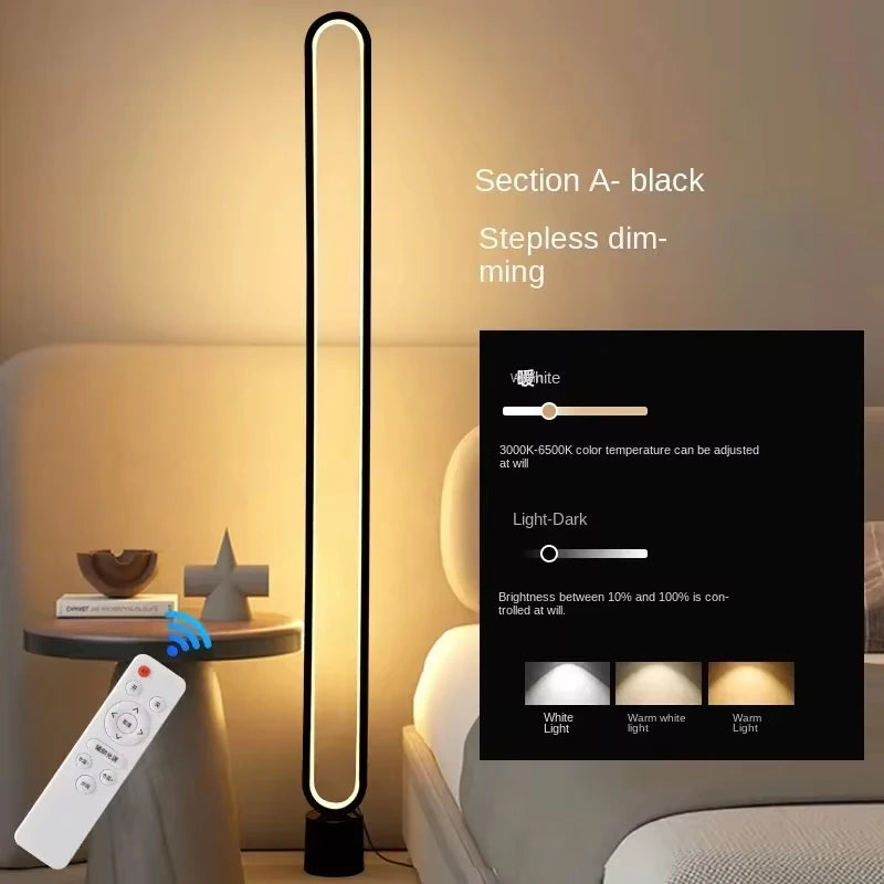 RGB Minimalist Floor Lamp, Living Room, Bedroom, Study, Bedside Lamp, Eye Protection LED Remote Control Dimming Ambient Light