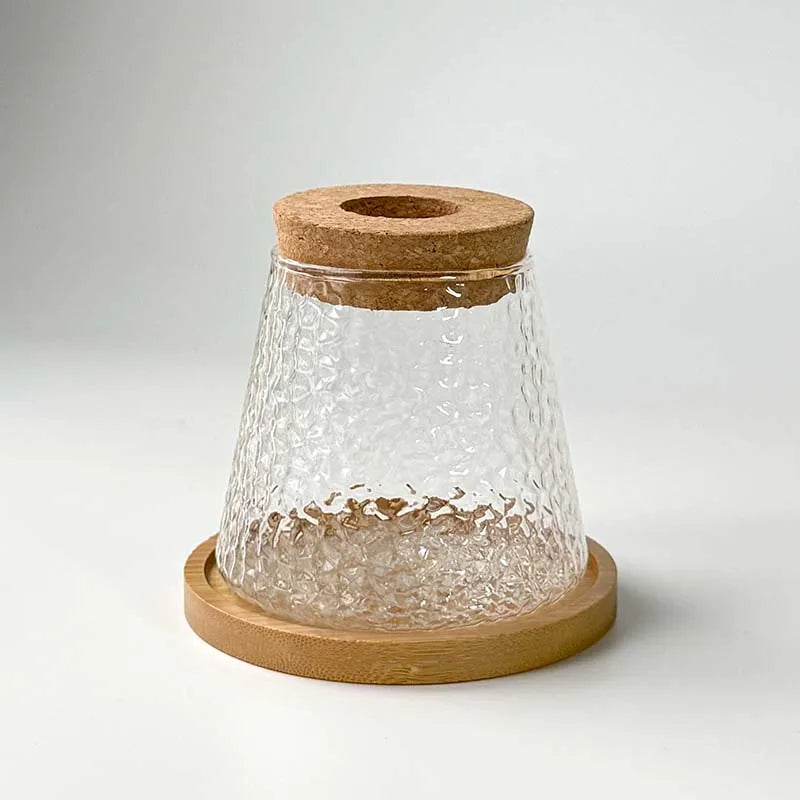 Glass Small Flower Pots for Plants Hydroponics Plant Pots Transparent Flower Vase With Tray Office Home Decoration Accessories