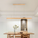 Nordic Wood Long Strip LED Pendant Light Dining Table Lamp Suspension Chandelier for Living Dining Room Kitchen Lighting Fixture