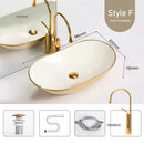 Luxury Gold Ceramic Tabletop Bathroom Sinks Home Hotel European Minimalist Household Washbasin Square Bathroom Wash Basins d