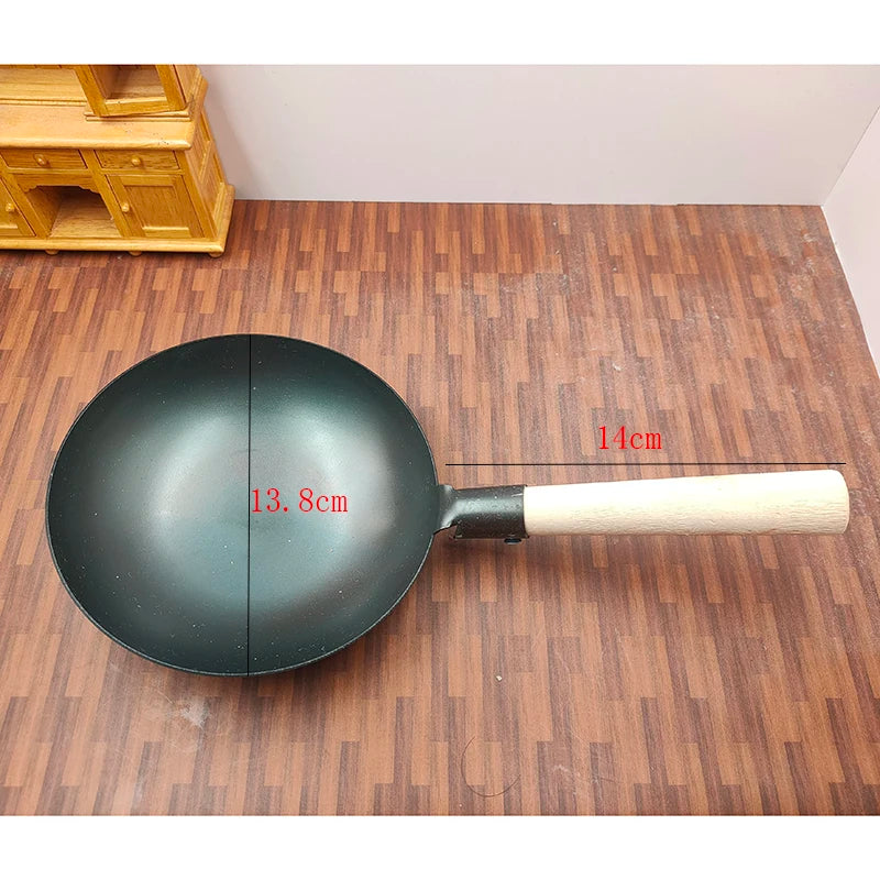 1/6 Doll House Mini Real Cooking King-size Cooktop/ Handle Pan/lid Model Decorative Accessories for Doll House Kitchen Furniture