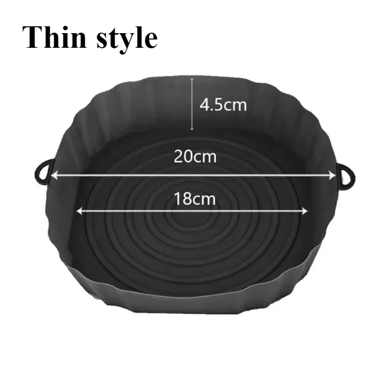 1pc Thin style Air Fryer Baking Tray Reusable Silicone Air Fryer Tray Pizza Fried Chicken BBQ Pan Mat Baking Dishes & Pans