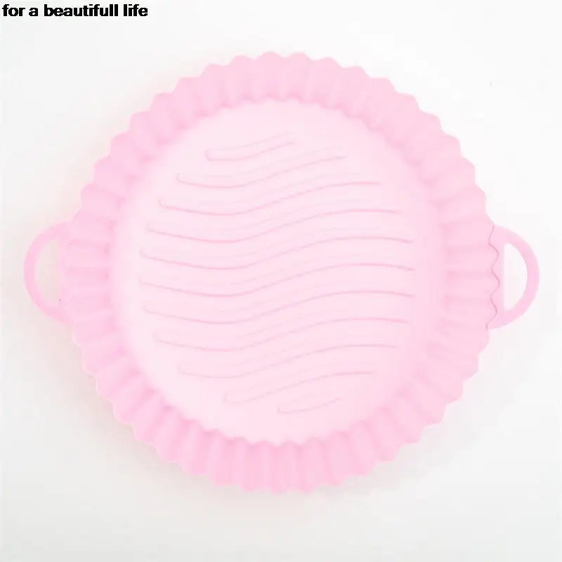 1PC Reusable Silicone Air Fryer Basket Oven Mold Baking Tray Pizza Fried Chicken Basket Round Square Pan Liner Accessories