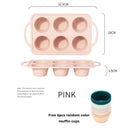 Silicone Muffin Pan, Metal Reinforced Frame Cupcake Pan, Easy to Handle 6 Cup Small Baking Mold Non-stick