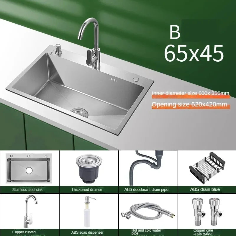 Stainless Steel Chinese Kitchen Sinks for Kitchen Sink Thickened Brushed Process Simple and Creative Kitchen Sink for Restaurant