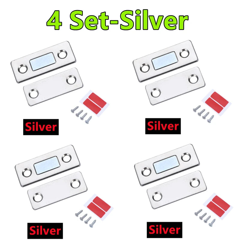4/2/1Set Strong Magnetic Cabinet Catches Ultra-Thin Door Magnets Stops Invisible Adhesive Drawer Magnet Catch for Kitchen Closer