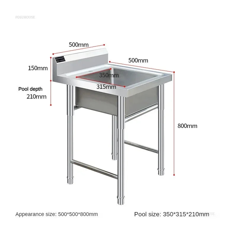 Stainless Steel Kitchen Sinks Washing Sink with Bracket Multifunctional Sinks for Restaurant Commercial Floor Dishwashing Sinks