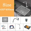 Small Gray Kitchen Sink Above Counter or Undermount 304 Stainless Steel Single Bowl Washing Basin Drain Accessories for Kitchen