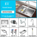 Stainless Steel Kitchen Sink Farmhouse Above Counter Undermounter Single Bowel Wash Basin With Gourmet Faucet Drain Accessories