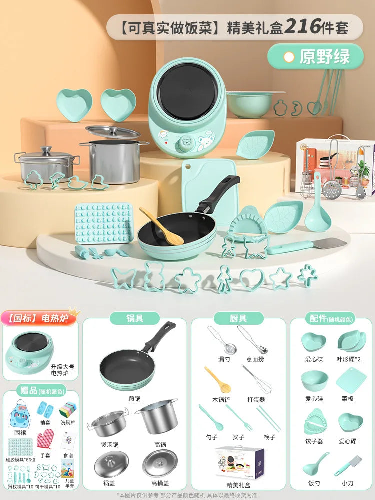 New Mini Kitchen Real Cooking Full Set of Cooking Girl Small Kitchen Set Children Baby Puzzle Play House Toys Kids Toys