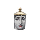 Gold Handmade Ceramic Empty Candle Holder Incense Candles Jar Lady Face Red Lip Cup Living Room Ornaments Home Decoration Box Cr