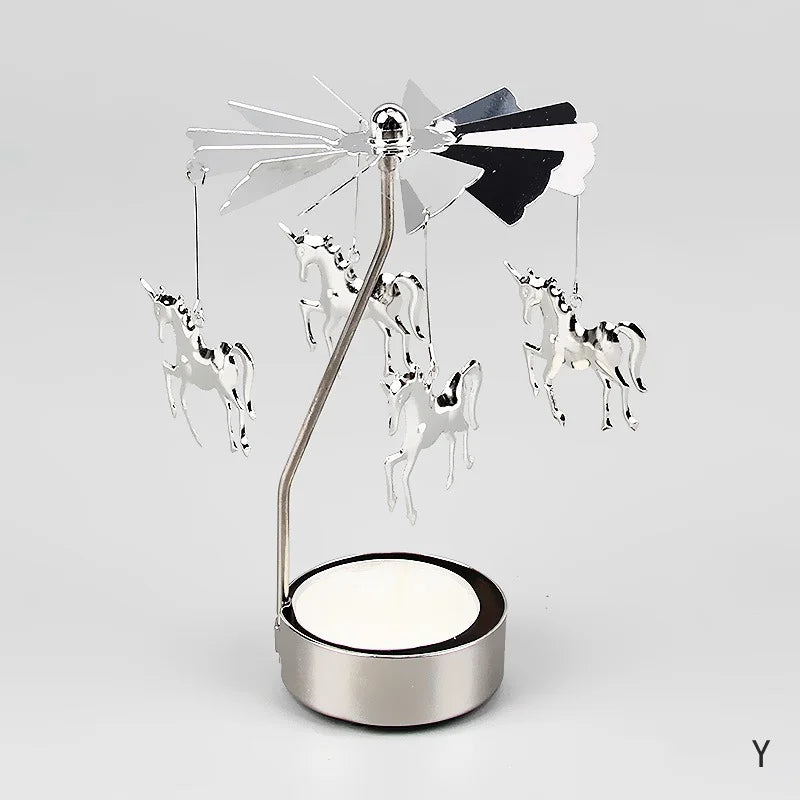 Metal Candlesticks For Candles Modern Room Decor Silver Carousel Candle Tea Light Holder Damper Home Decoration Valentine's Gift