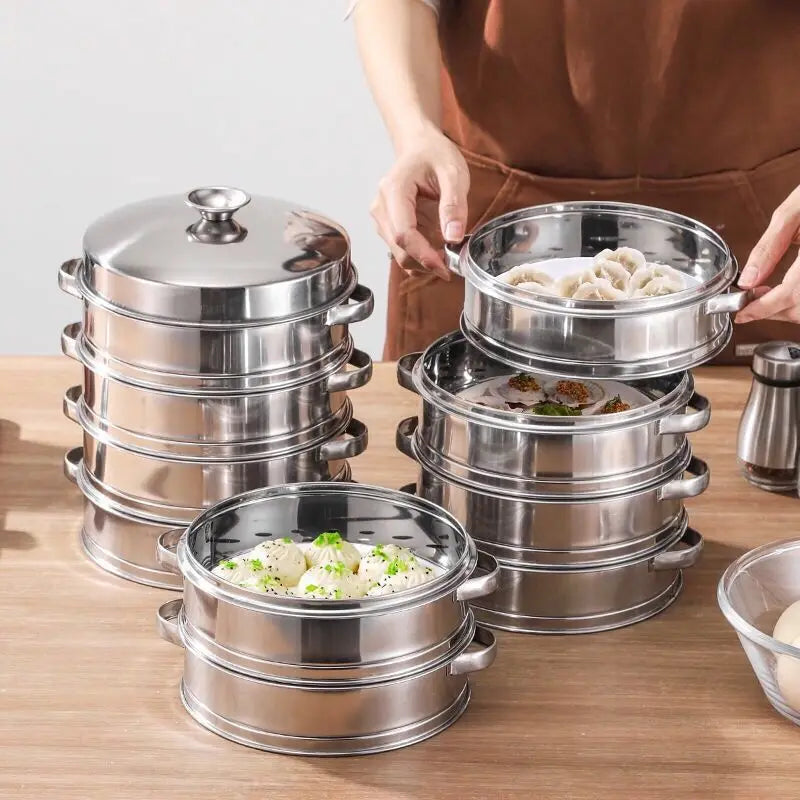 16-22cm Stainless Steel Steamer for Dumplings with Handle Rice Pressure Cooker Pot Steaming Grid Tray Kitchen Cooking Accessorie