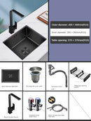 Household Black Sink for Kitchen Italian Metal Dry Handmade Kitchen Sinks Simple Small Light Luxury Kitchen Sinks for Bar