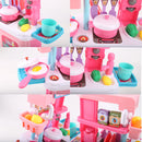Integrates Storage Boxes and Tableware Kitchen Play Set Movable Kitchens Stove Fruit 3-IN-1 Portable Suitcase Cooking Kits Toys