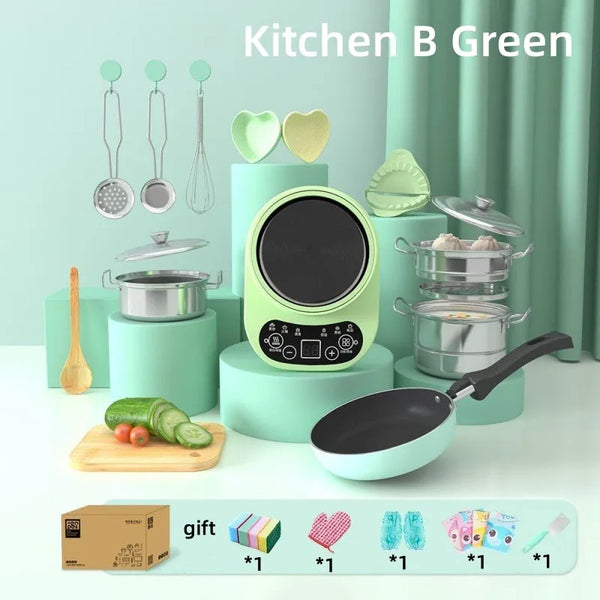Mini Simulation Kitchen Toys Real Cooking Small Kitchen Pots Children Cooking Is Edibletoys Kitchenware Set Girl Gift
