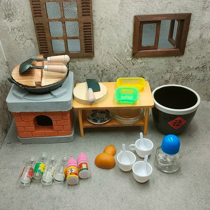 Dollhouse Mini Kitchen Furniture Toys Full Set Models for Doll House Kitchen Furniture Decorative Accessories