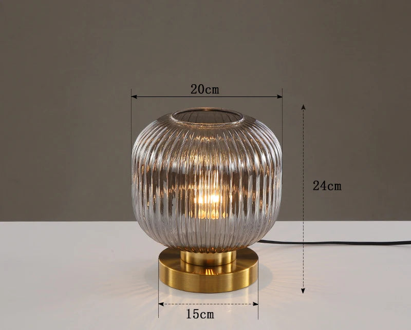 Nordic pumpkin Glass table lamps Study Bedroom Bedside decor desk lamp Modern living room White Blue Amber Smoky gray glass Lumi