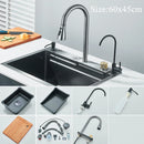 Kitchen Sink Faucet Large Integrate Digital Display Multi-Function Buttons Waterfall Soap Dispenser Cup Washer Kitchen Sink