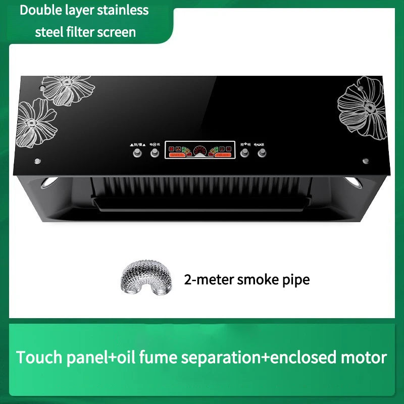 Strong Suction Force Kitchen Suction Hoods Home Kitchen 150-200W Top Suction Exhaust Cooker Major Appliance Home Tempered Glass