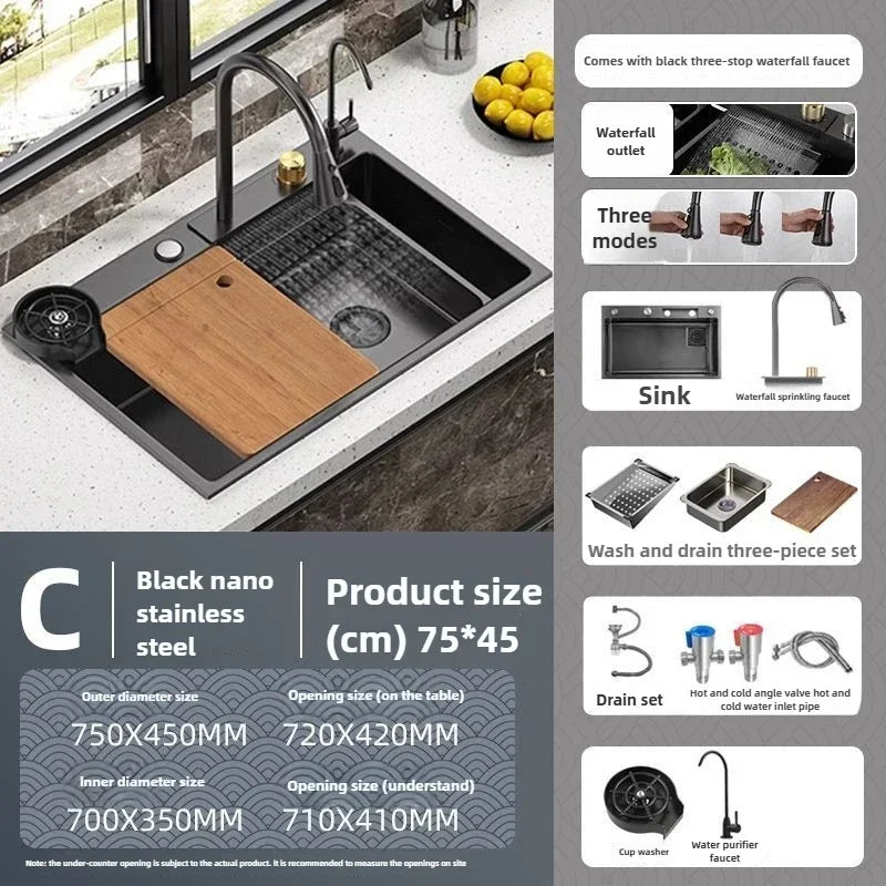 Kitchen Accessories Basin Large Thickened 304 Sink Stainless Steel Sink Single Vegetable Basin Dishwasher Table Stainless Steel