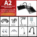 Stainless Steel Corner Kitchen Sinks L-shaped Large Corner Dishwashing Basin Handmade Double-slot Dishwashing Sink for Kitchen X