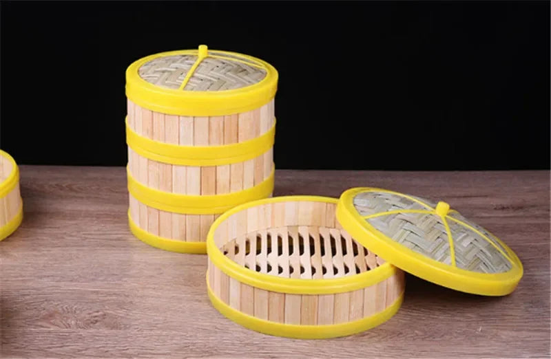 Bamboo wooden Steamer Kitchen Cookware Fish Rice Dim Sum Basket Rice Cooker With Lid food stuffed bun steamer 12” bamboo steamer