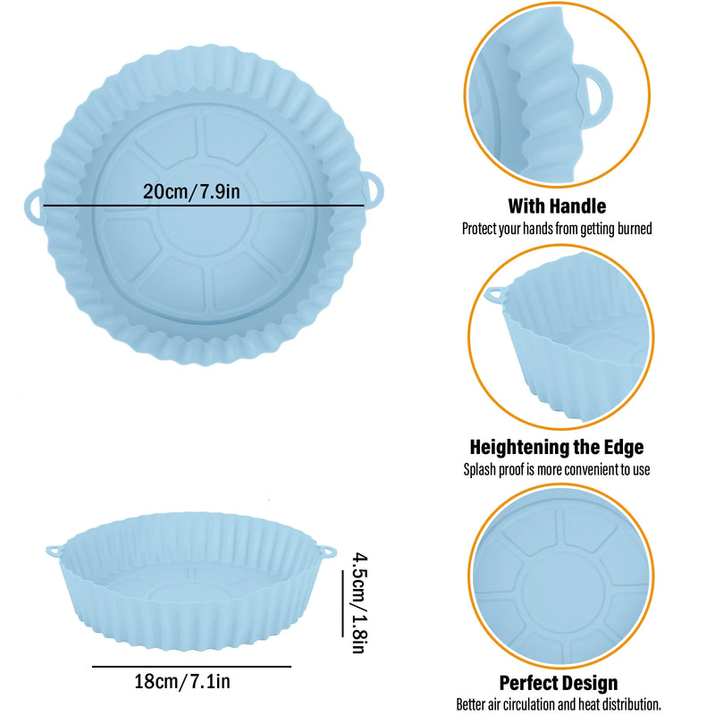 Silicone Air Fryer Pot Baking Tray Pans Fried Chicken Silicone Mold Basket Mat Airfryer Replacement Kitchen Accessories 20cm