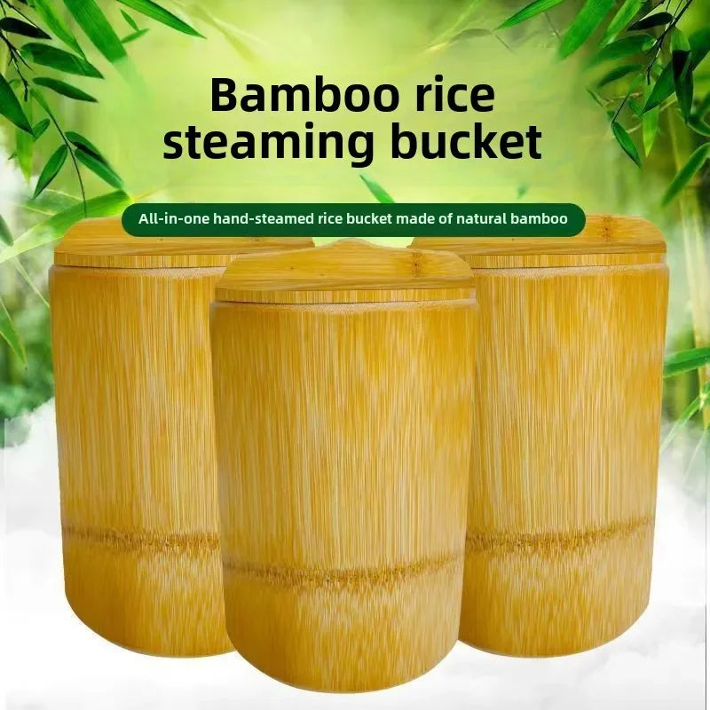 Bamboo Steamer Rice Bucket - Natural Bamboo Cooking Pot for Home Use | Eco-Friendly Rice Cooker with Lid