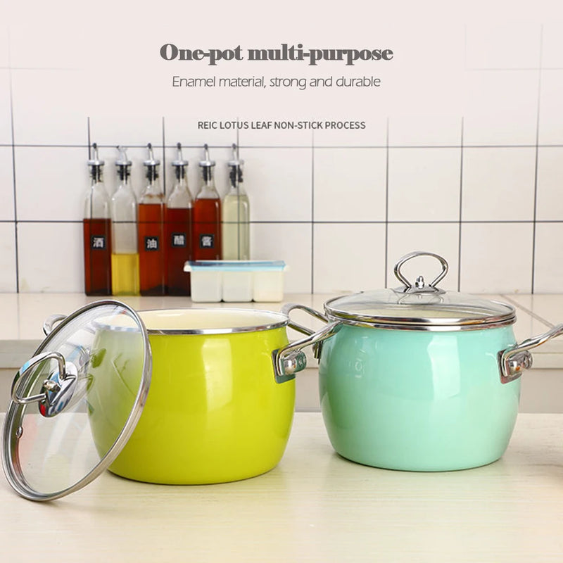 3L Enamel Pot High Style Porcelain Enameled Soup Pot Saucepan For Gas Induction Stewpan Multifunction Cooking Pot For Kitchen