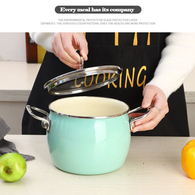 3L Enamel Pot High Style Porcelain Enameled Soup Pot Saucepan For Gas Induction Stewpan Multifunction Cooking Pot For Kitchen