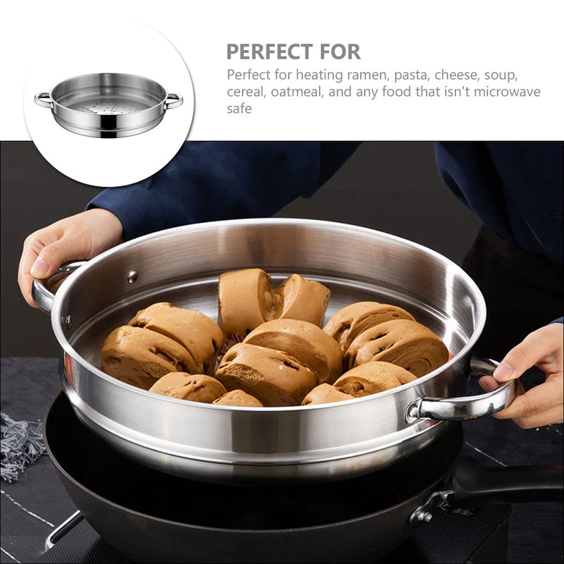 Cooking Steamer Rack Stainless Steel Wok and Steaming Grid (32cm Round Bottom (with Ears)) Vegetable Insert Pressure Cooker