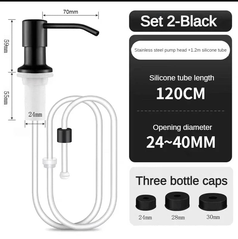 Stainless Steel Soap Dispenser Extension Tube Kit Kitchen Sink Liquid Soap Dispenser Bathroom Lotion Detergent Hand Press Pumps