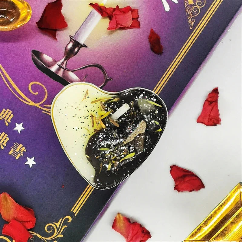 Guest Gift Candle Manifestation Herbal Intention Candle Unscented Spell Dried Flowers Candles with Crystal Tea Lights